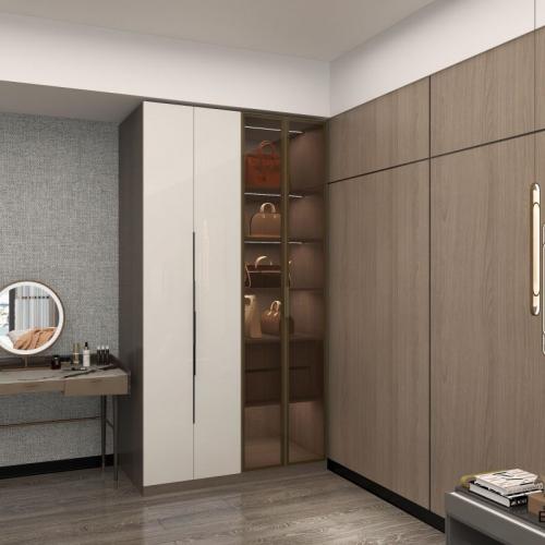 Sleek White Bedroom Closet with PET Finish and Handle